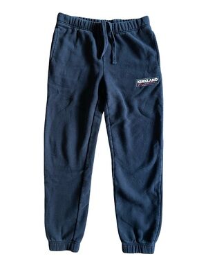 Kirkland Signature Logo Black Sweatpants Small Pockets Cozy Joggers Costco Core